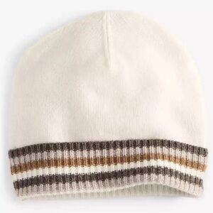Charter Club Cashmere Stripe Cuffed Beanie Women's One Size Warm Praline